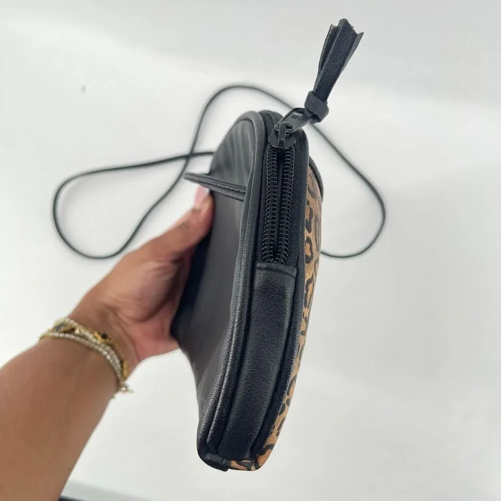 Leopard Print Crossbody Bag Faux Leather Minimalist Everyday Purse Chic